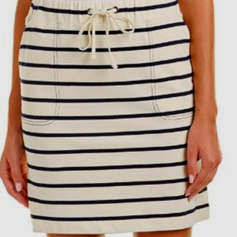 J. McLaughlin Cotton Mini Skirt Draw String Navy